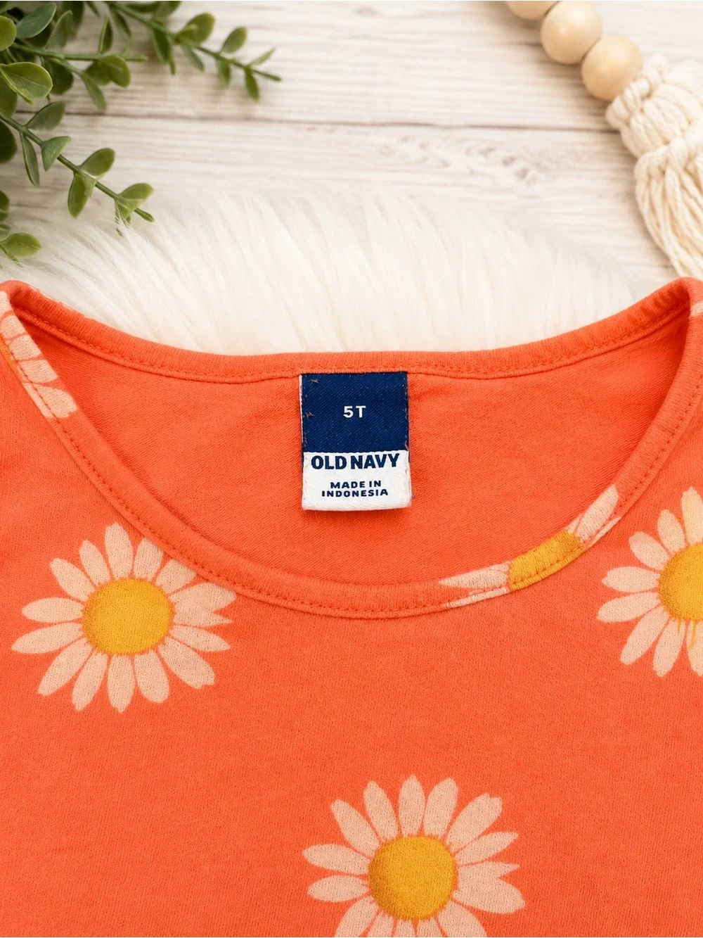 Old Navy Girls Coral Daisy Print Dress with Pockets | Size 5T